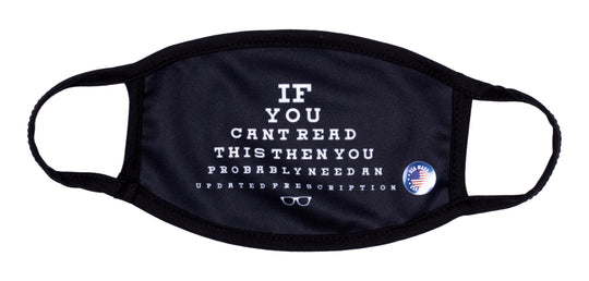 One Piece Face Mask with Optical Eye Chart Design